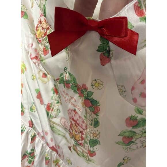 Dolls Kill Strawberry Shortcake Dress White Pink Satin Lace Mini Ruffle Sz XL - Picture 4 of 12
